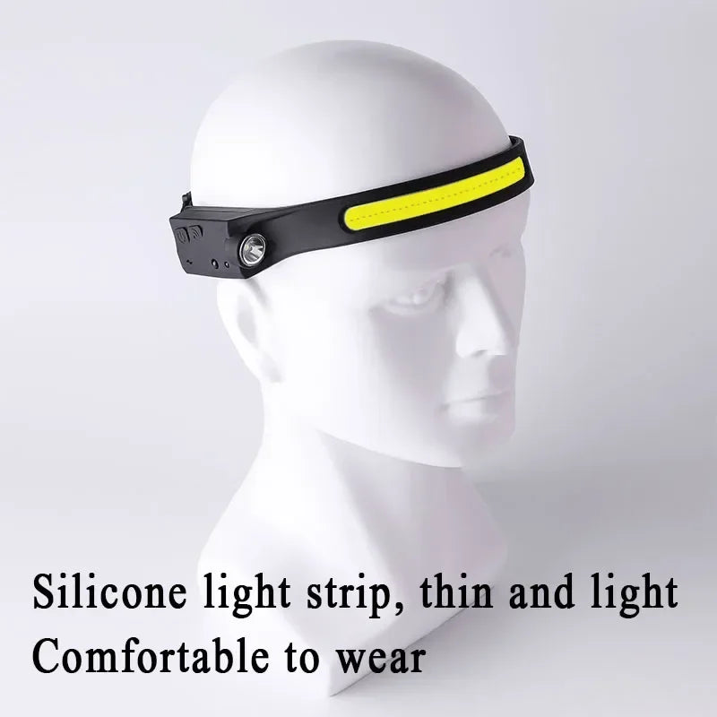 Sensor Head lamp LED Head Flashlight Rechargeable Headlight Head Torch Built-in Battery 5 Lighting Modes Fishing Camping Lantern