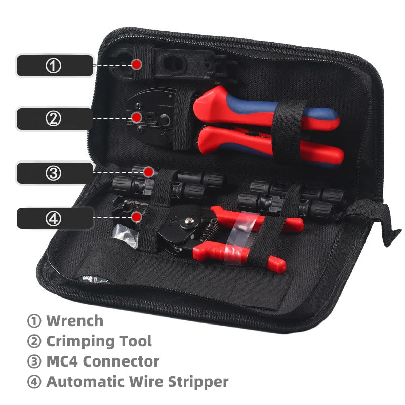 Solar Crimping Tool Kit Crimper for 2.5-6.0mm2 Solar Panel PV Connectors Cable