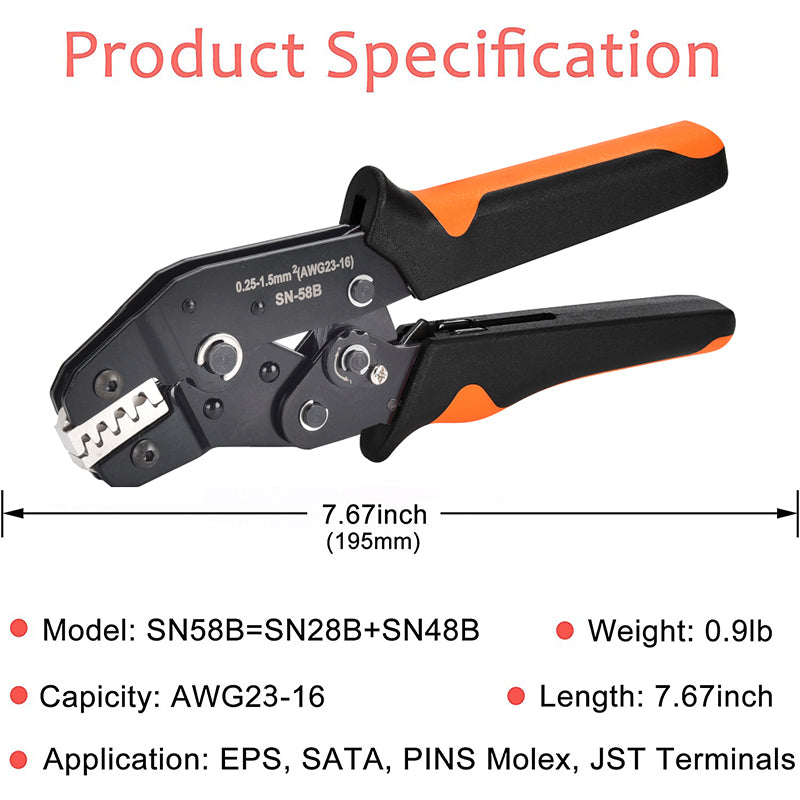 SN-58B Wire Crimping Plier Jaws Kit Crimp for Jst Dupont/VH3.96/Tube/Insulation/Photovoltaic Terminals Electrical Clamp Tool Set