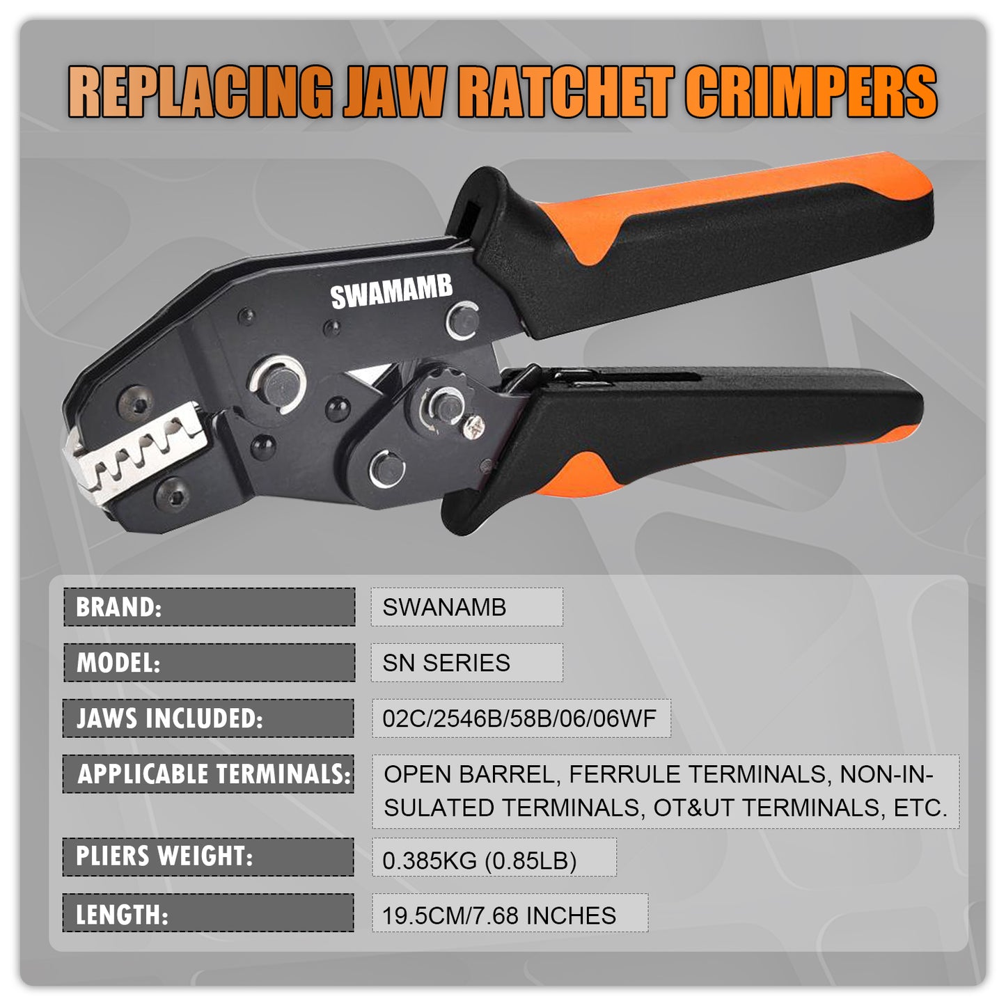 SN-58B Wire Crimping Plier Jaws Kit Crimp for Jst Dupont/VH3.96/Tube/Insulation/Photovoltaic Terminals Electrical Clamp Tool Set