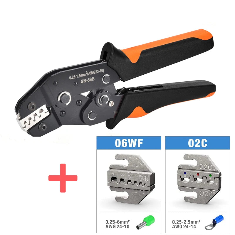 SN-58B Wire Crimping Plier Jaws Kit Crimp for Jst Dupont/VH3.96/Tube/Insulation/Photovoltaic Terminals Electrical Clamp Tool Set