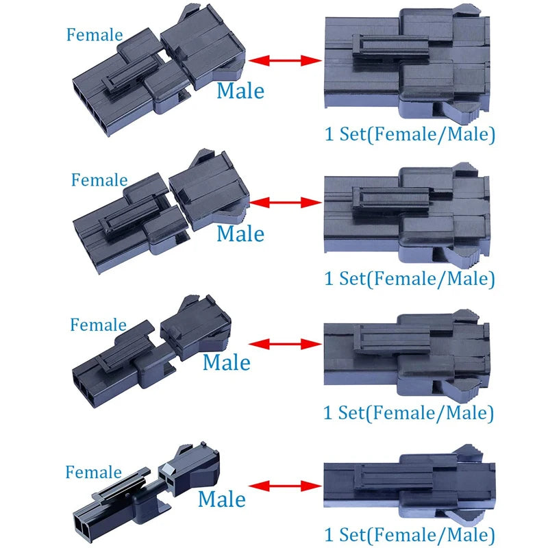 570pcs Terminal 2 3 4 5 Pin Wire Connector 2.5 mm Pitch Male and Female Connector Adapter+1PCS Terminal Crimping Pliers