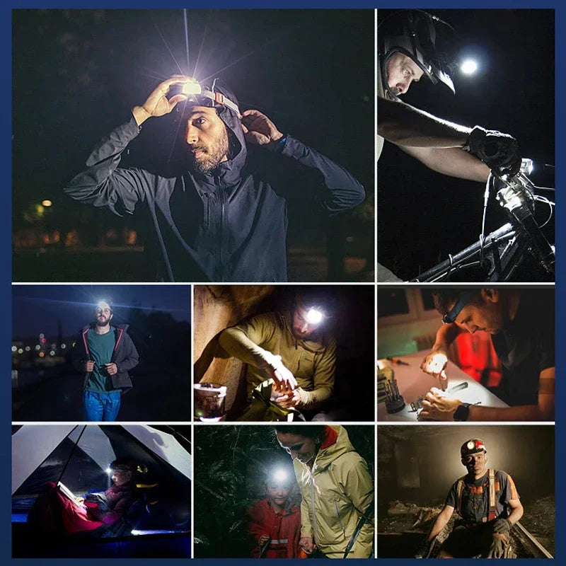 New LED Headlight COB Mini Portable USB Rechargeable Waterproof Fishing Work Light Outdoor Long Shot Head Mounted Torch
