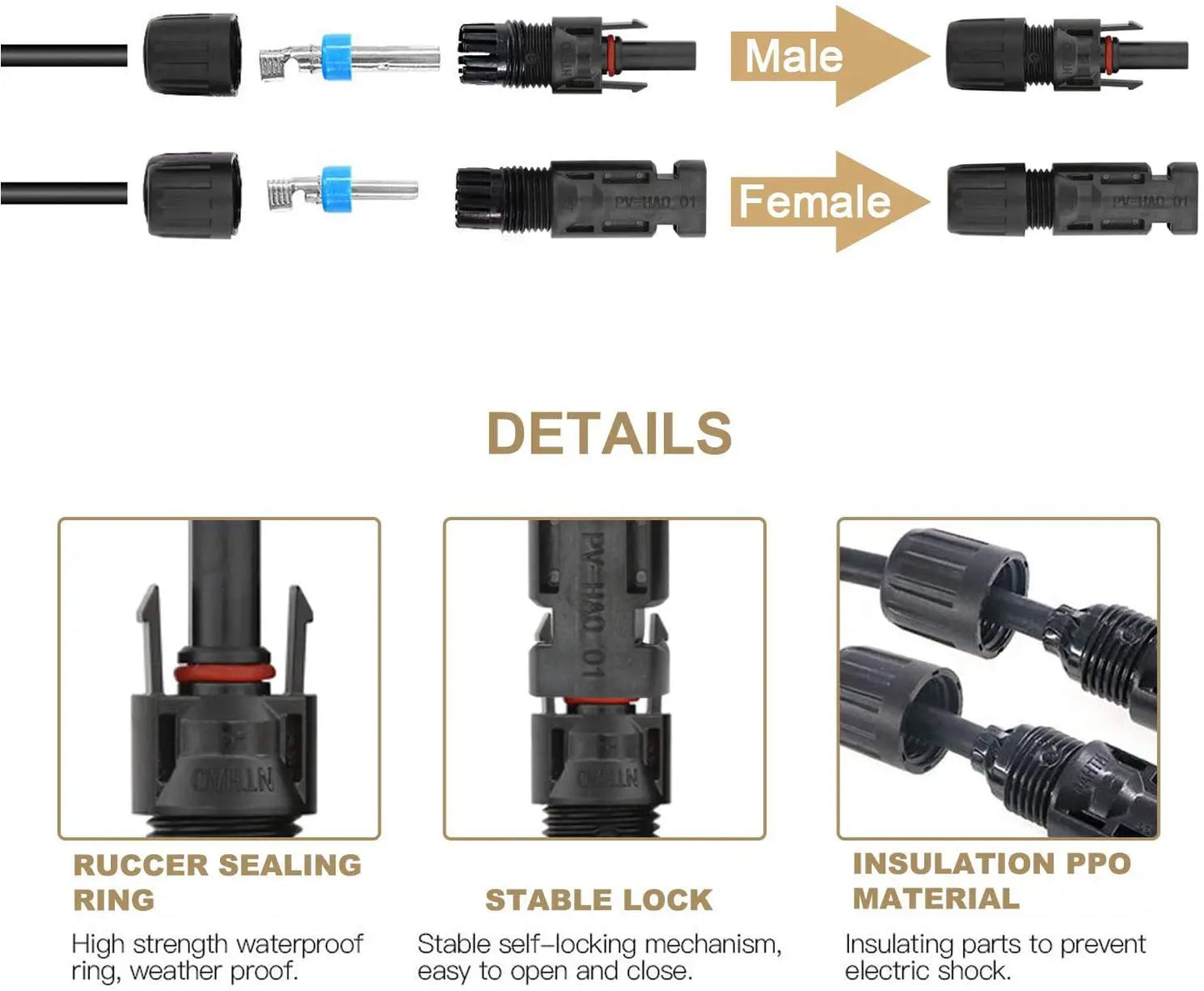 Solar Crimping Tool Kit Crimper for 2.5-6.0mm2 Solar Panel PV Connectors Cable