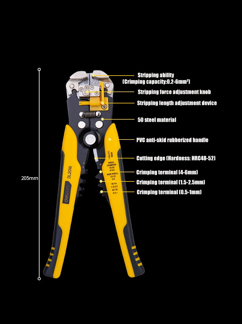Stripping Multifunctional Pliers Automatic Wire Stripper High-precision Fiber Optic Cutter Cable Scissors Crimping Peeling Tools