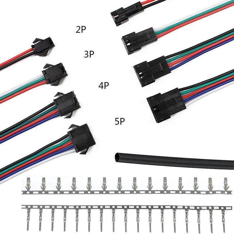 570pcs Terminal 2 3 4 5 Pin Wire Connector 2.5 mm Pitch Male and Female Connector Adapter+1PCS Terminal Crimping Pliers