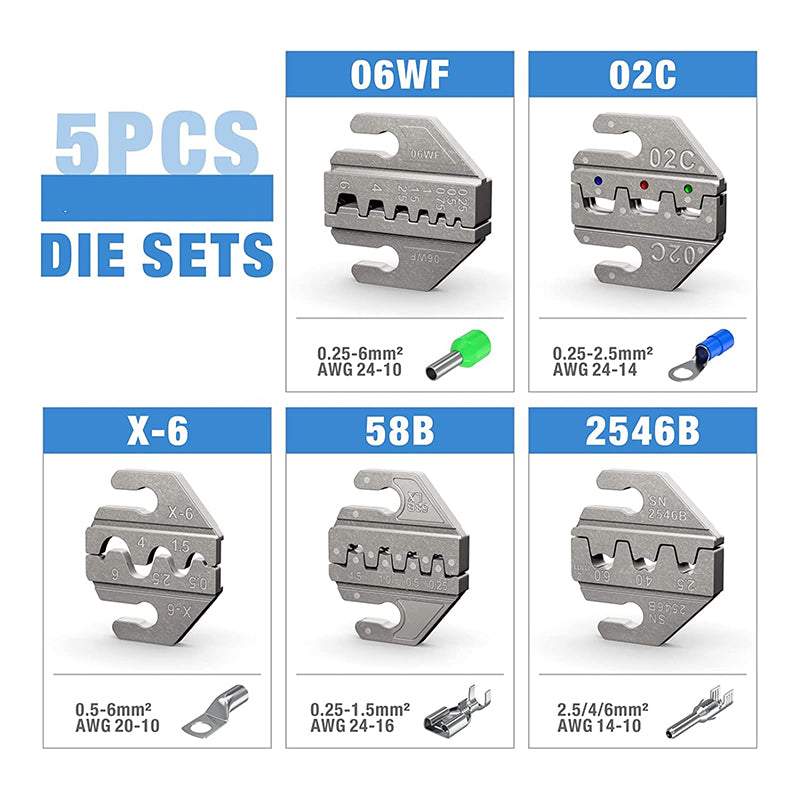 SN-58B Wire Crimping Plier Jaws Kit Crimp for Jst Dupont/VH3.96/Tube/Insulation/Photovoltaic Terminals Electrical Clamp Tool Set