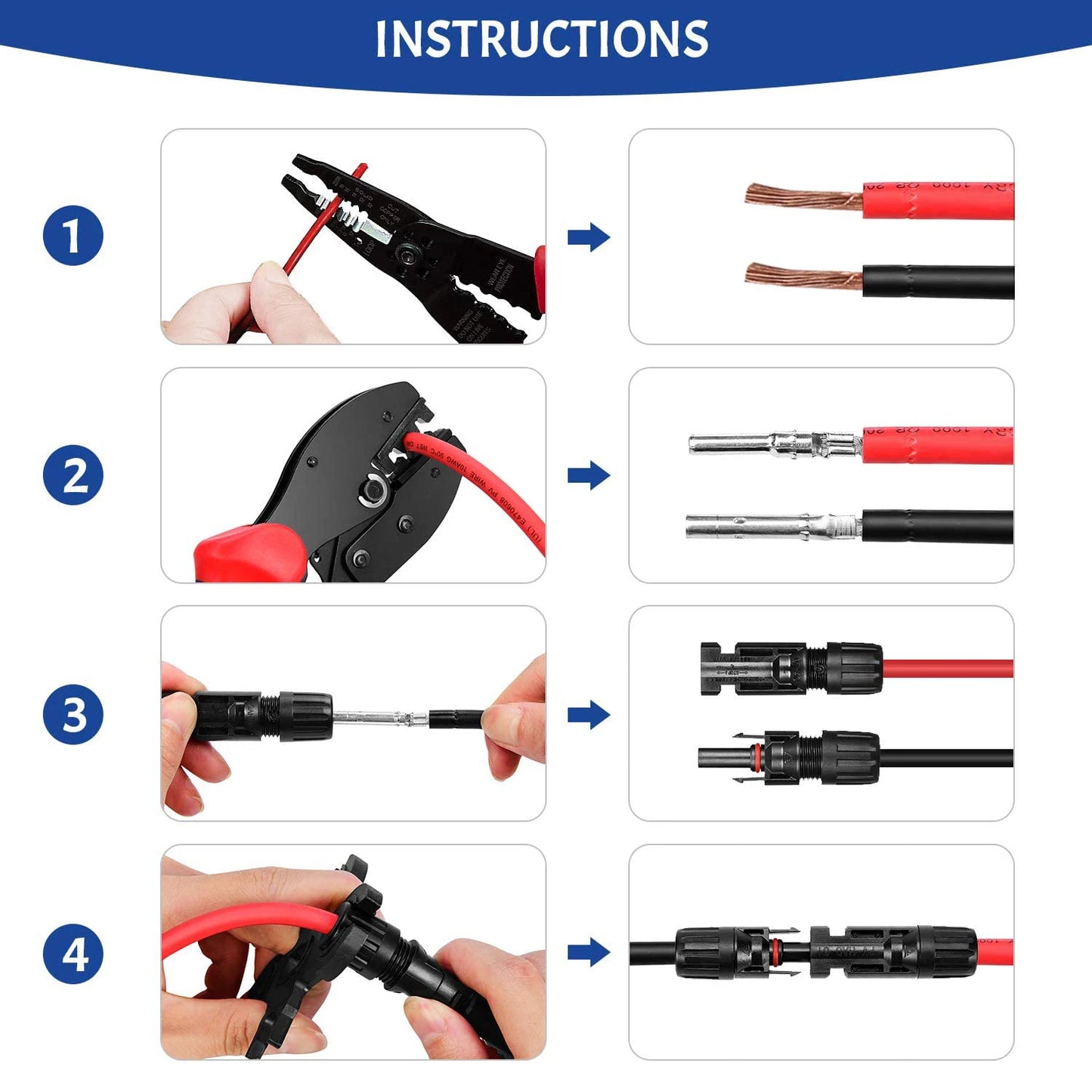 Solar Crimping Tool Kit Crimper for 2.5-6.0mm2 Solar Panel PV Connectors Cable