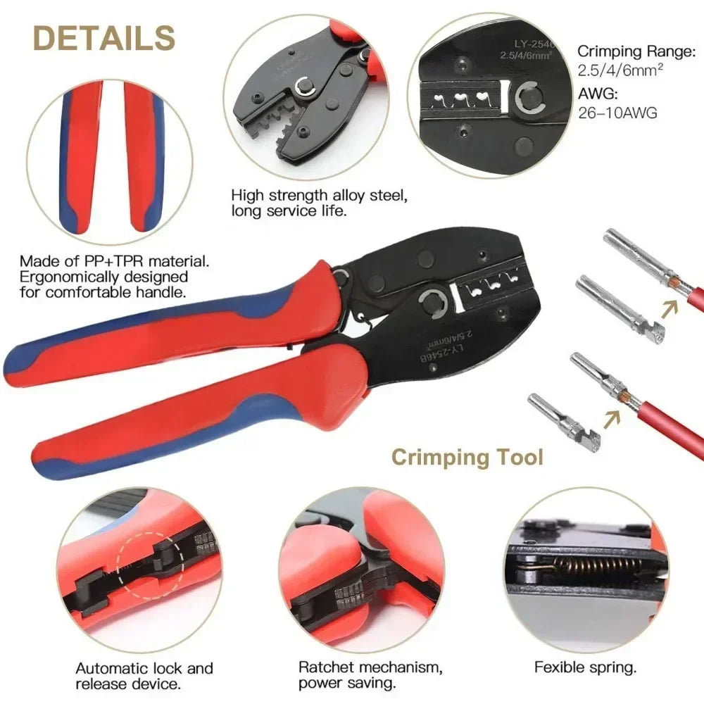 Solar Crimping Tool Kit Crimper for 2.5-6.0mm2 Solar Panel PV Connectors Cable